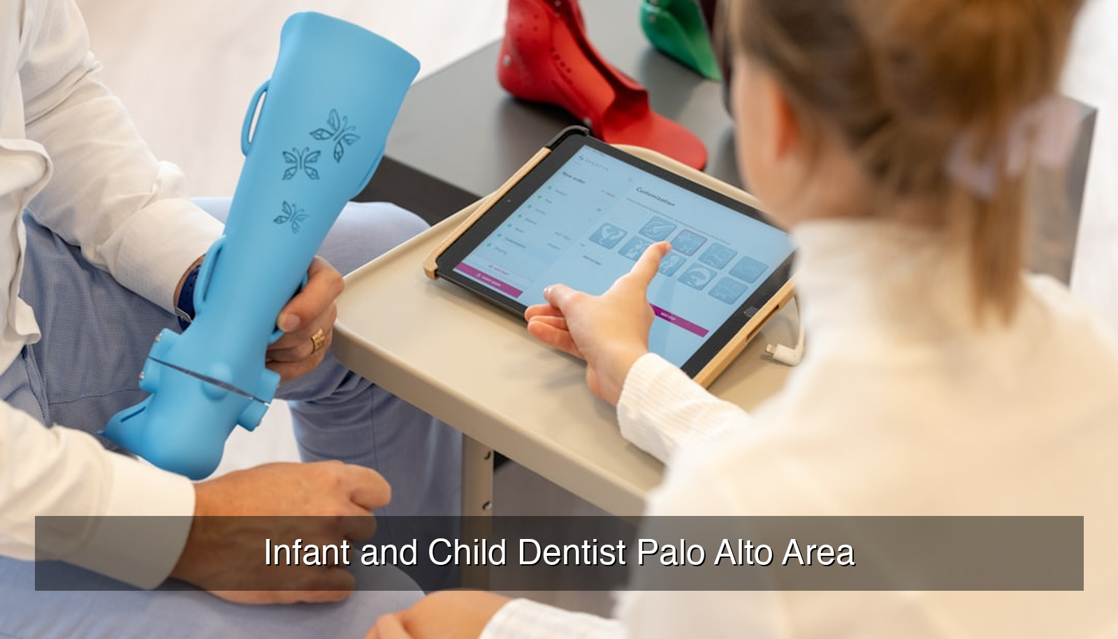 Child-friendly reception area with fun airplane decorations