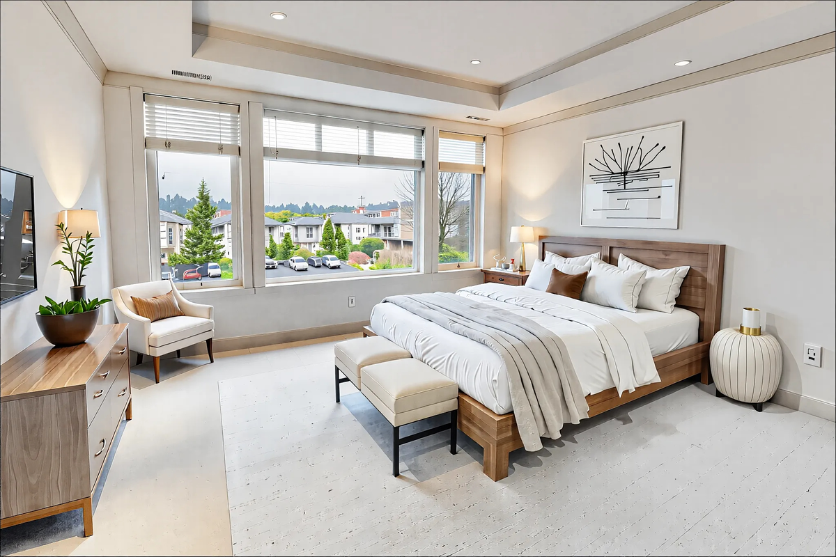 Eco-friendly bedroom with sustainable materials
